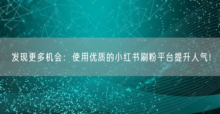 发现更多机会：使用优质的小红书刷粉平台提