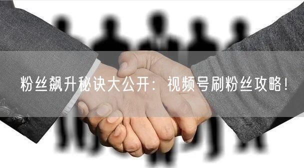 粉丝飙升秘诀大公开：视频号刷粉丝攻略！