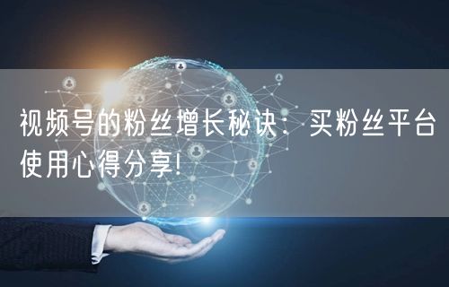 视频号的粉丝增长秘诀：买粉丝平台使用心得