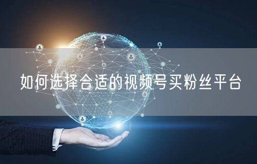如何选择合适的视频号买粉丝平台