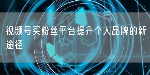 视频号买粉丝平台提升个人品牌的新途径