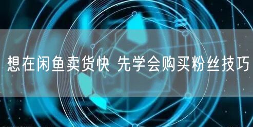 想在闲鱼卖货快 先学会购买粉丝技巧