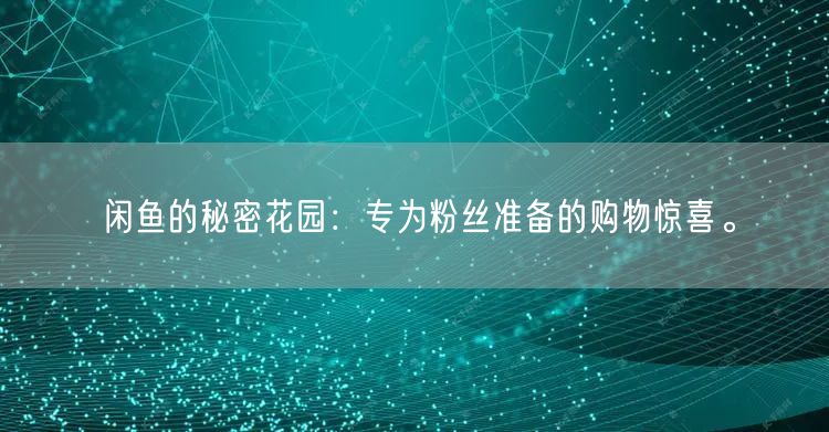 闲鱼的秘密花园：专为粉丝准备的购物惊喜。