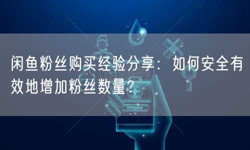 闲鱼粉丝购买经验分享：如何安全有效地增加