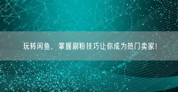 玩转闲鱼，掌握刷粉技巧让你成为热门卖家！