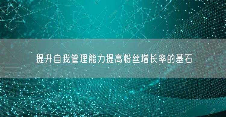 提升自我管理能力提高粉丝增长率的基石