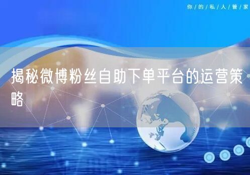 揭秘微博粉丝自助下单平台的运营策略