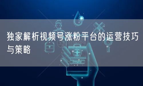 独家解析视频号涨粉平台的运营技巧与策略