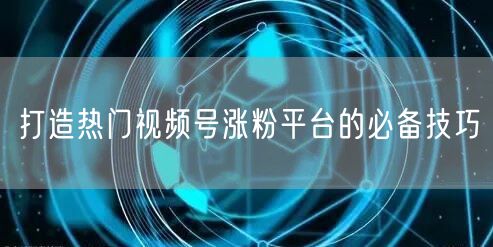 打造热门视频号涨粉平台的必备技巧