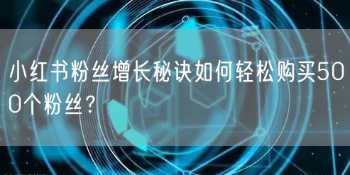 小红书粉丝增长秘诀如何轻松购买500个粉