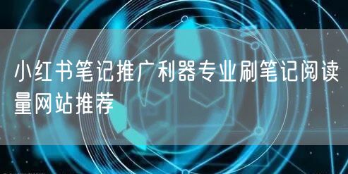 小红书笔记推广利器专业刷笔记阅读量网站推